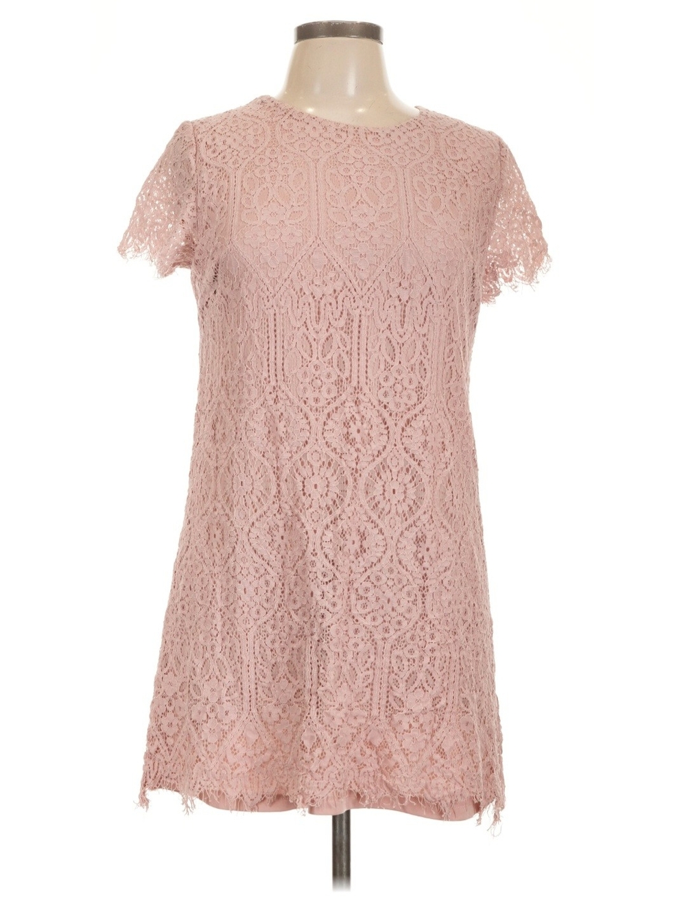Lace Shift Dress in Blush Pink